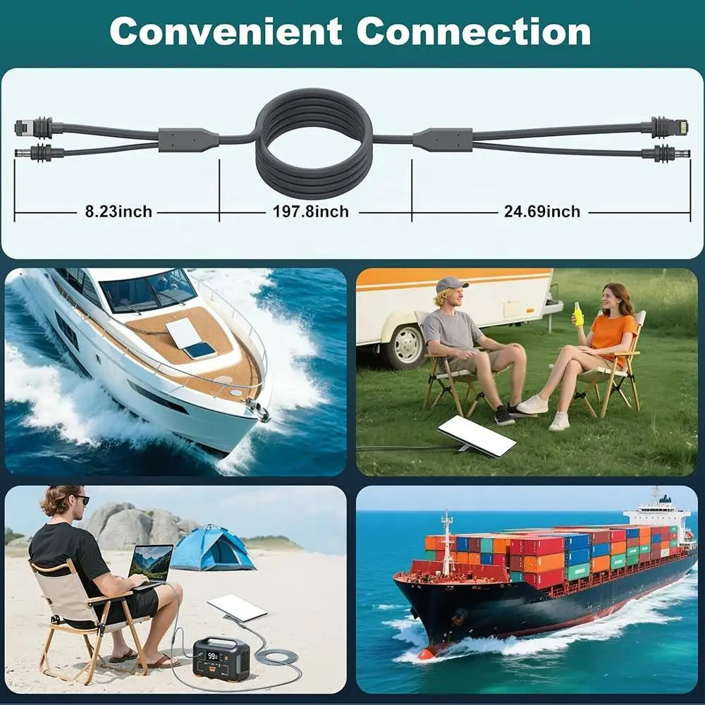 Starlink Mini 2 23m/30m power cable with DC, USB-C, and RJ45 Ethernet for stable wired internet connection.