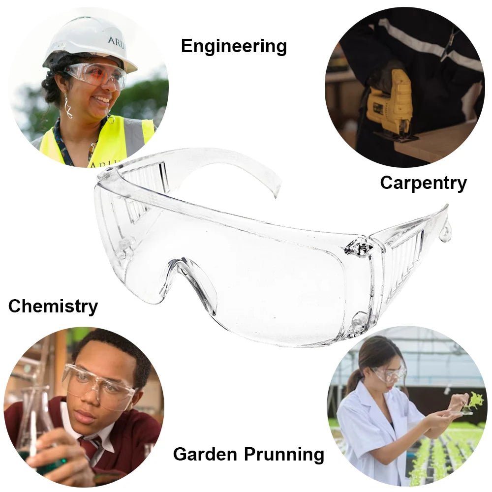 BackupMyFileSnow® safety goggles with clear lenses, anti-splash and dustproof eye protection for laboratory and work safety.
