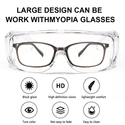 BackupMyFilesNow® safety goggles with clear lenses, anti-splash and dustproof design for lab work and eye protection.