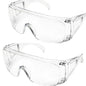 Pair of clear lens safety goggles from BACKUPMYFILESNOW.COM®, dustproof and anti-splash for laboratory and work eye protection.