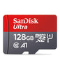 SanDisk 256GB microSD card with Class 10 UHS-1 speed, compatible with smartphones and PCs, shown in close-up image.