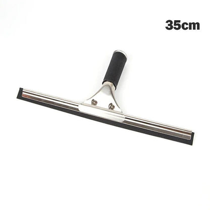 Stainless steel squeegee for shower and car glass, 25cm, 35cm, or 45cm, with rubber blade for streak-free cleaning.
