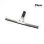 Stainless steel squeegee with rubber blade for shower, window, and car glass cleaning, available in 25, 35, and 45cm lengths.