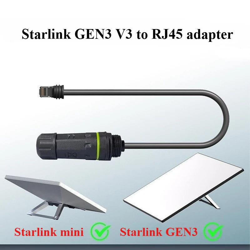 Starlink Gen3/V3 Router with 25cm Cat6 Ethernet cable extension, waterproof outdoor cable for satellite dish connection.
