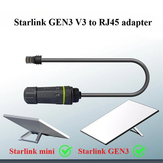 Starlink Gen3/V3 Router with 25cm Cat6 Ethernet cable extension, waterproof outdoor cable for satellite dish connection.