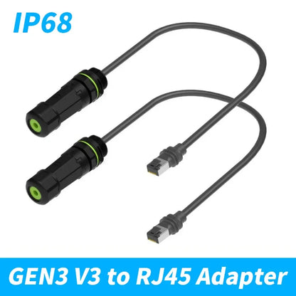 Starlink Gen3/V3 router with 25cm waterproof Cat6 Ethernet extension cable for outdoor satellite dish connection.