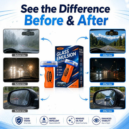 OGAS 2G Upg car glass oil film remover emulsion with built-in brush, windshield cleaner for streak-free, anti-glare, clear glass.