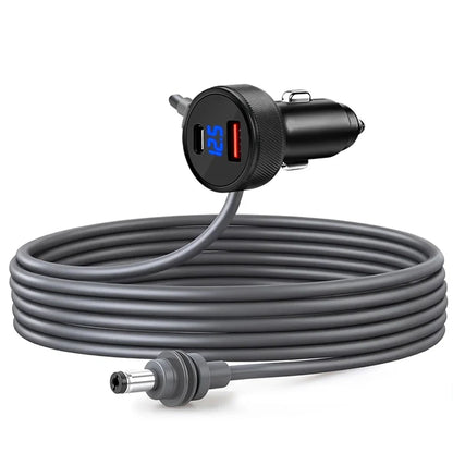 BackupMyFilesNow® 2/3M black Starlink Mini digital display car charger DC power cable with USB-A+C interface for Starlink Mini.