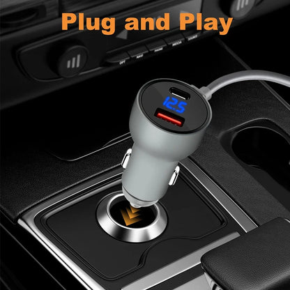 Black 2/3M Starlink Mini car charger DC power cable with USBA+C interface for digital display, compatible with Starlink Mini.