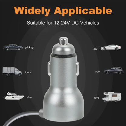 2/3M black Starlink Mini digital display car charger DC power cable with USB-A+C interface, compatible with Starlink Mini.