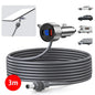 2/3M black Starlink Mini digital display car charger to DC power cable with USB-A+C interface for car charging.