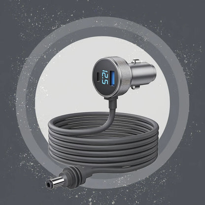 RoHS certified Starlink Mini Charger with 3M waterproof PVC jacket, dual USB and DC power cable in grey, compact and durable.