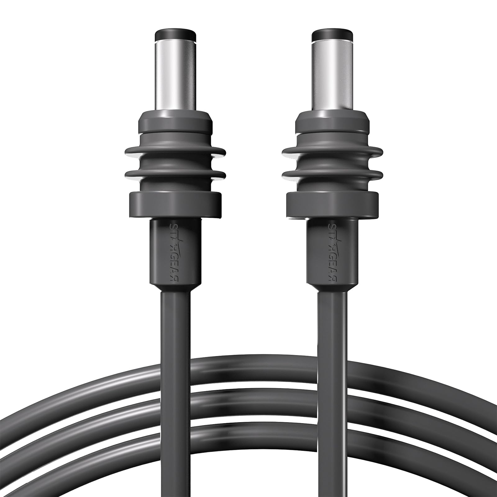 Gray 6.5ft StarGear DC power cable for Starlink Mini, waterproof outdoor replacement barrel jack charging cord.
