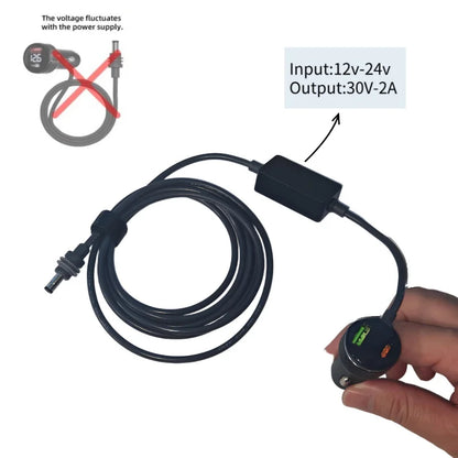 BackupMyFilesNow® Starlink 3-in-1 Car Charger with dual USB ports, 2M DC cable, waterproof extension, and digital voltmeter.