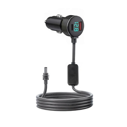 BackupMyFilesNow® Starlink 3-in-1 car charger with dual USB ports, 2M waterproof extension cable, digital voltmeter, for 12V-24V vehicles.
