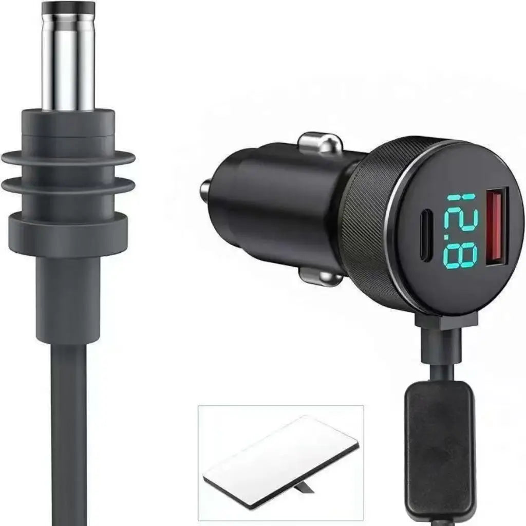 Starlink Mini 3-in-1 digital display car charger cable with USBA+C interface and DC power connector, compatible with Starlink Mini.