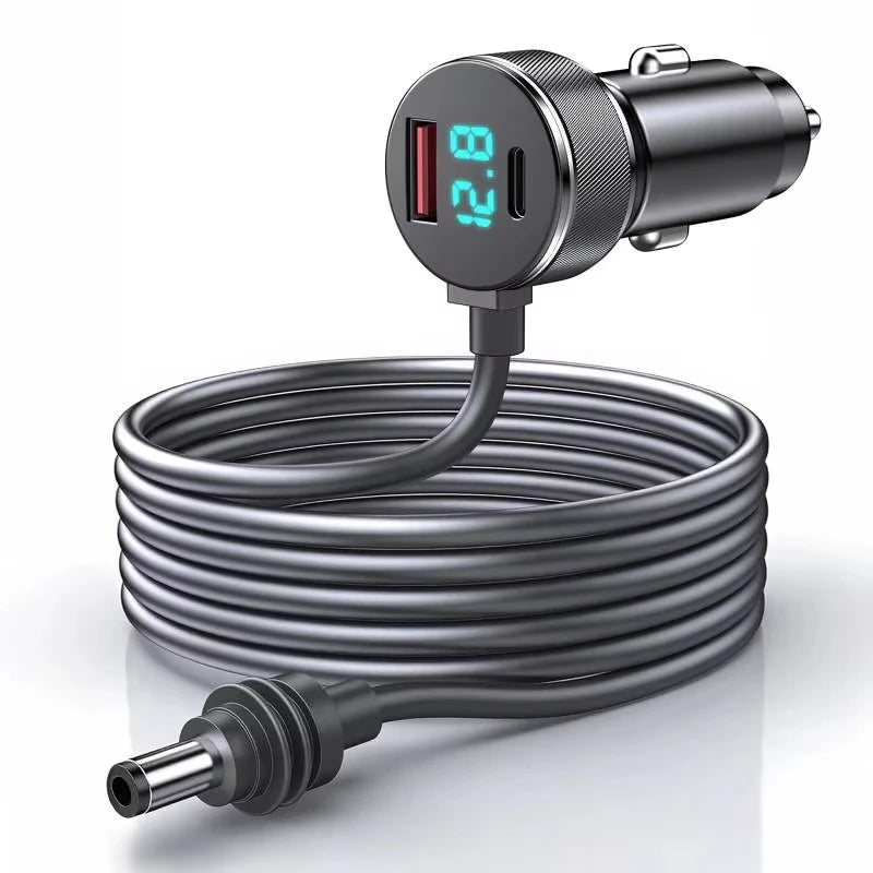 Starlink Mini 3-in-1 digital display car charger cable with USBA+C interface and DC power connector, by BACKUPMYFILESNOW.COM®.