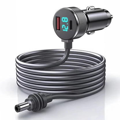 Starlink Mini 3-in-1 digital display car charger cable with USBA+C interface and DC power connector, by BACKUPMYFILESNOW.COM®.
