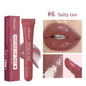 Lakerain Lip Moisturizing Glaze Balm 2-in-1 lip gloss with mirror, featuring a smooth, glossy finish and mild skin repair.
