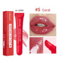 Lakerain Lip Moisturizing Glaze Balm 2-in-1 lip gloss with mirror, showcasing glossy, hydrating lips and mild repair skin benefits.