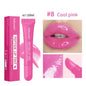 Lakerain Lip Moisturizing Glaze Balm 2-in-1 lip gloss with mirror, showcasing its glossy finish and soft, moisturized lips.