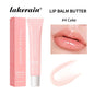 Lakerain Lip Moisturizing Glaze Balm 2-in-1 lip gloss with mirror, showing glossy, smooth lips and packaging details.