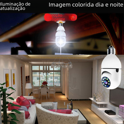 Wireless WiFi security camera with E27 socket, 200W, dual light source, 2MP, dual-band 5G, designed for home security.