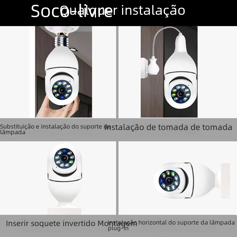 Wireless WiFi security camera with E27 socket, 200W, dual light source, 2MP resolution, and dual-frequency 5G connectivity.