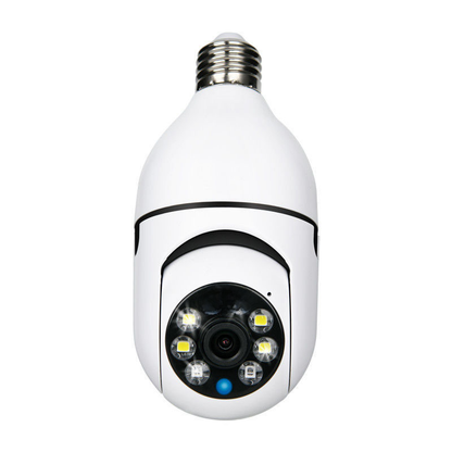 200W Wireless WiFi Security Camera with E27 Socket, dual-light source, and 2MP dual-frequency camera for home security.