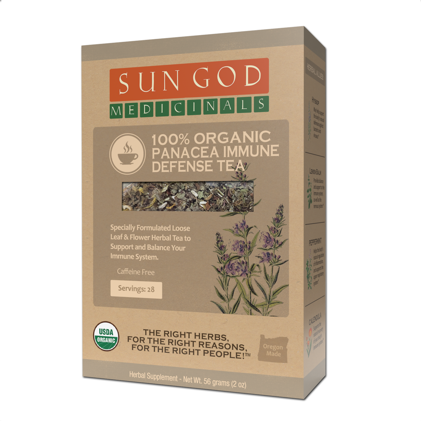 Panacea Immune Defense Organic Herbal Tea by BACKUPMYFILESNOW.COM® in a 2oz package, featuring herbal blend for immune support.