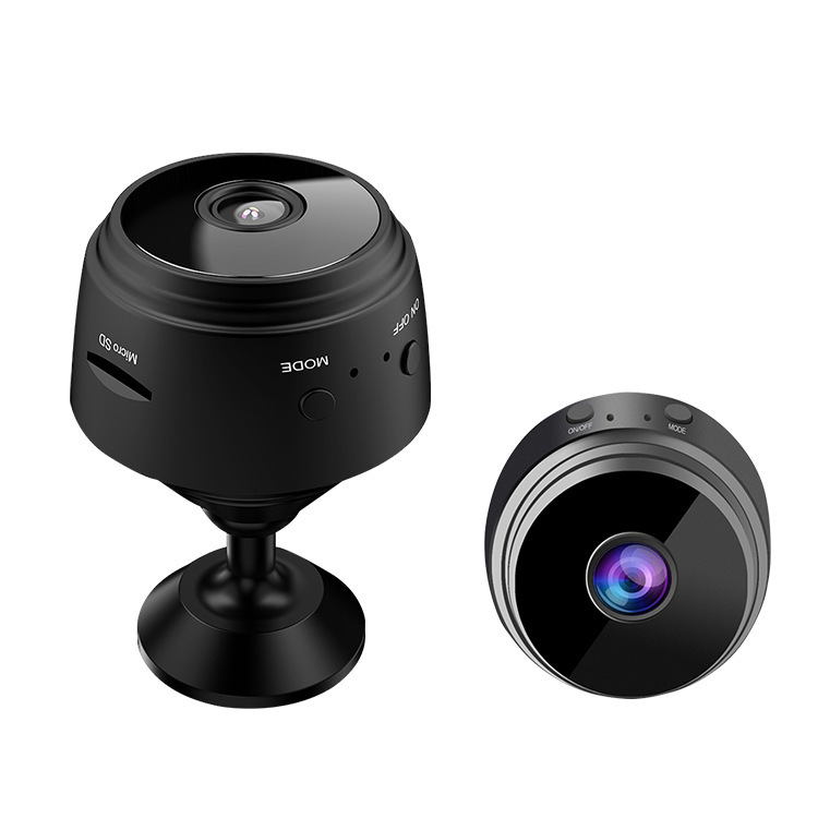 Two black security cameras from BackupMyFilesNow.com with weather-resistant design for home or business security.