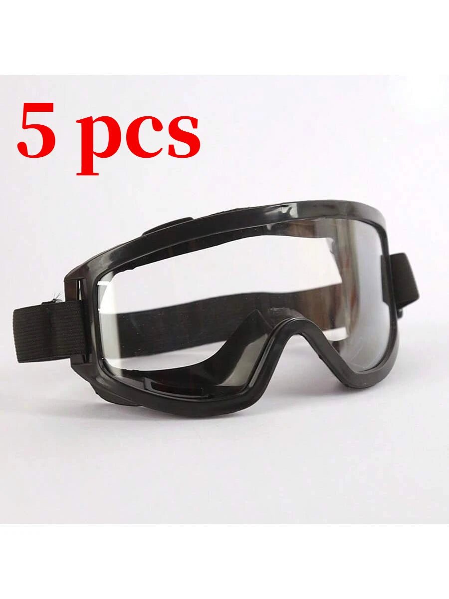 Pair of white safety goggles with clear lenses, anti-splash and dust-proof eye protection for industrial and lab work.