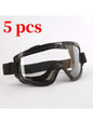 Pair of white safety goggles with clear lenses, anti-splash and dust-proof eye protection for industrial and lab work.