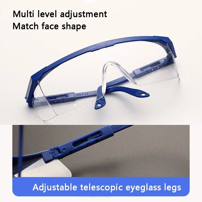 Pair of BACKUPMYFILESNOW.COM chemical goggles, dustproof and splash-proof safety glasses for laboratory work and protective activities.