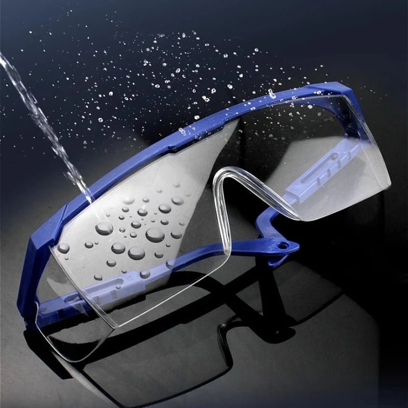 Two pairs of BACKUPMYFILESNOW.COM® chemical safety goggles, dustproof and splash-proof protective glasses for laboratory work.