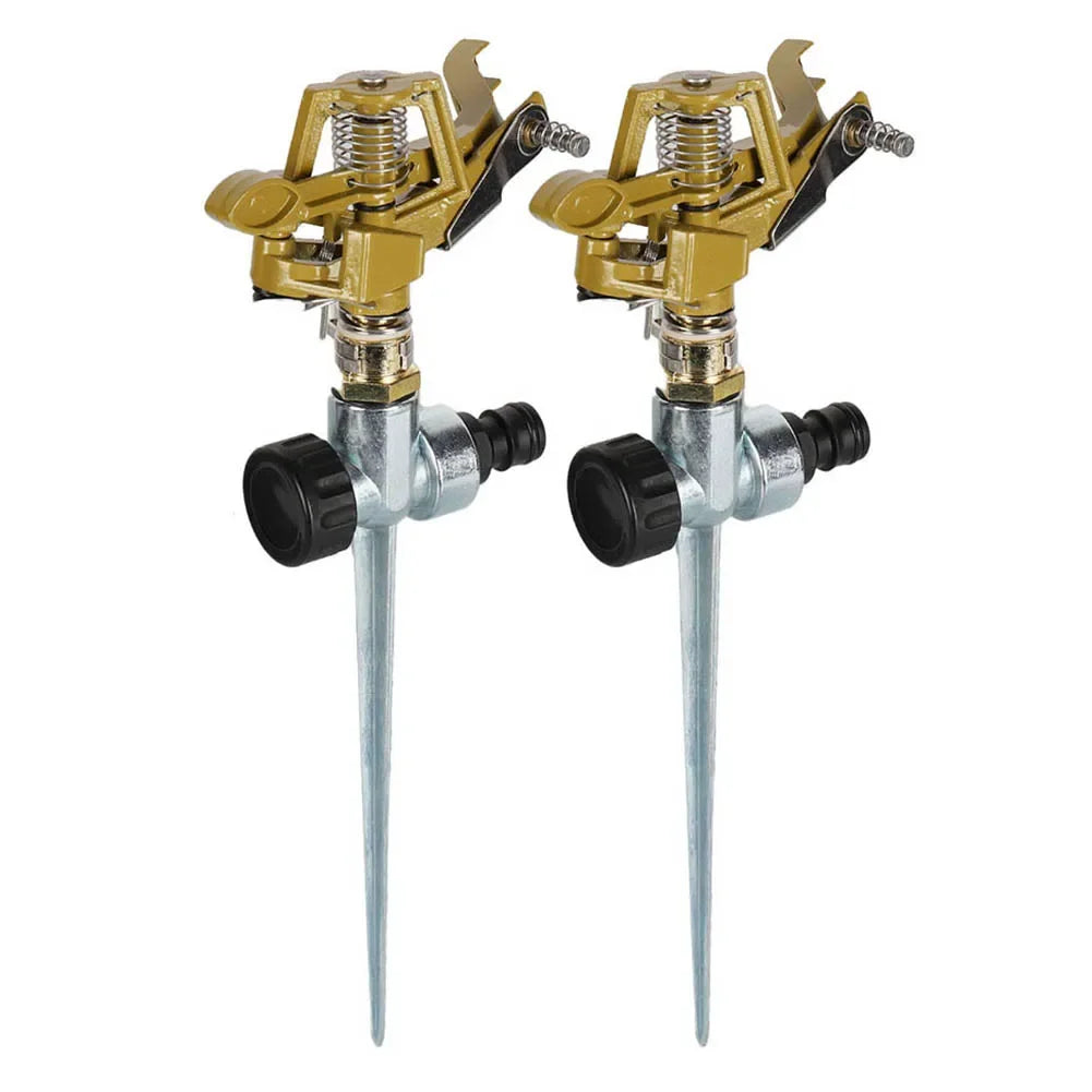 360-degree rotation garden sprinkler by BackupMyFilesNow.com, adjustable impact nozzle for lawn, garden, and orchard irrigation.