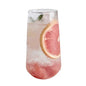 Two 500ml clear glass cups with simple stripe design, suitable for wine, coffee, water, whiskey, beer, and cocktails.