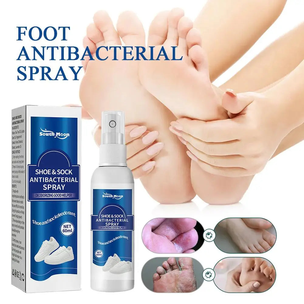 Two 60ml antibacterial shoe and foot odor spray bottles from BackupMyFilesNow.com for freshening shoes and removing sock odors.