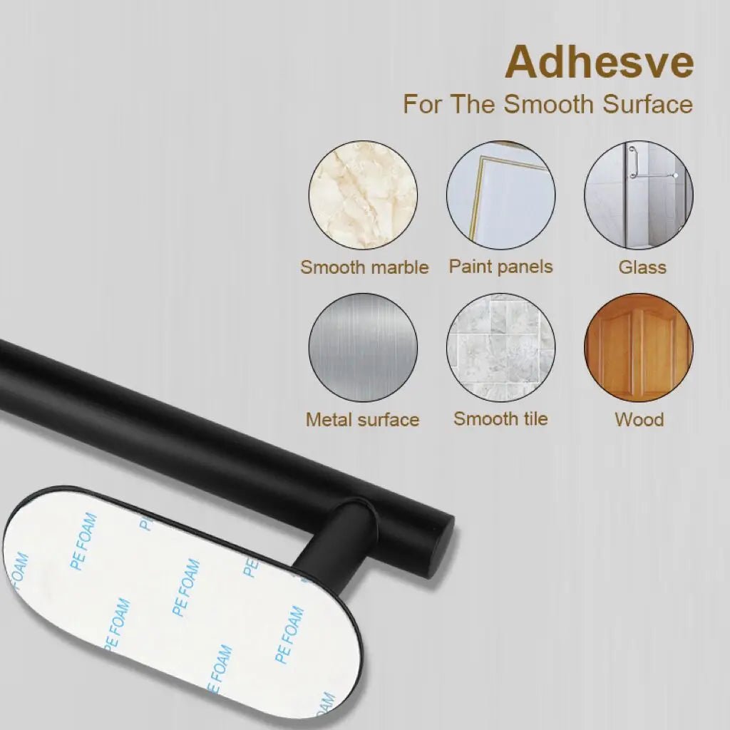 Stainless steel self-adhesive toilet paper and towel holder with wall mount, kitchen hook storage, no punch installation.