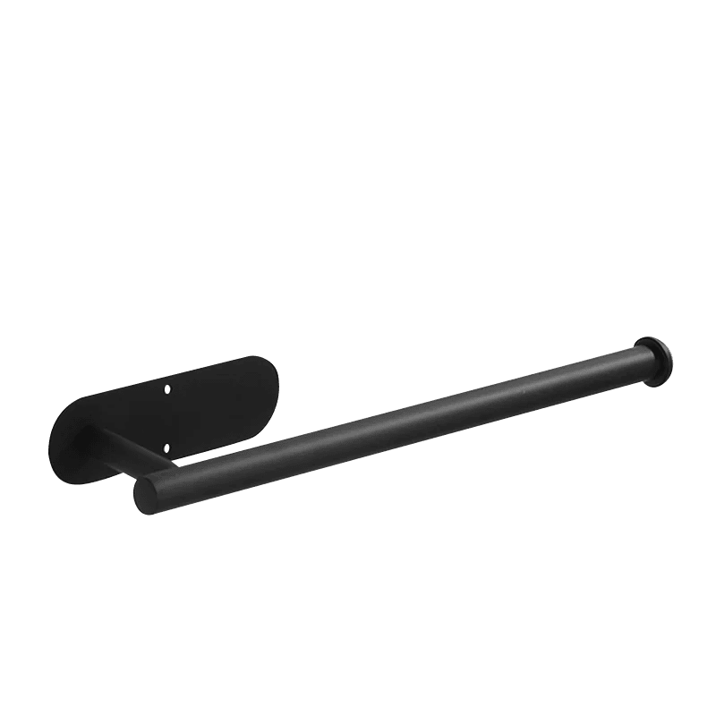 Stainless steel self-adhesive toilet paper and towel holder with wall mount, punch-free design for kitchen or bathroom storage.