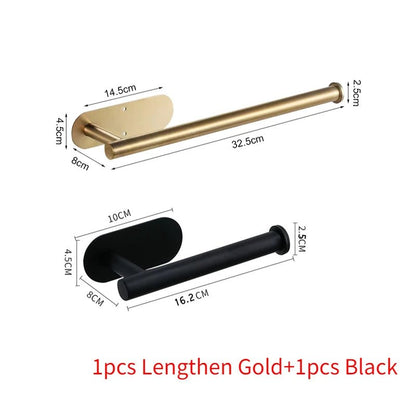 Stainless steel self-adhesive toilet paper and towel holder by BACKUPMYFILESNOW.COM®, wall-mount kitchen hook for roll storage.