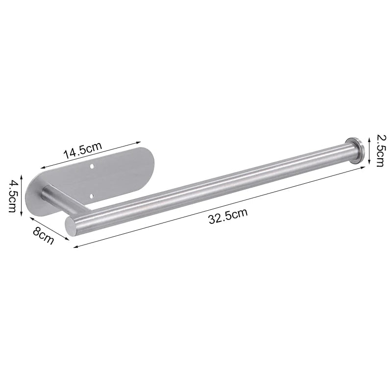 Stainless steel self-adhesive toilet paper and towel holder by BACKUPMYFILESNOW.COM®, wall-mounted kitchen hook storage.