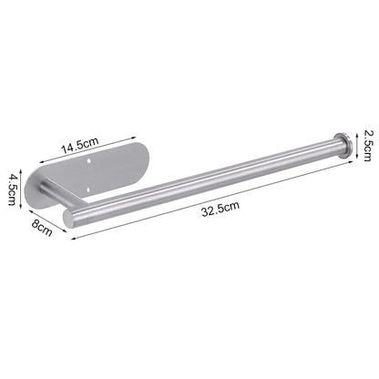 Stainless steel self-adhesive toilet paper and towel holder by BACKUPMYFILESNOW.COM®, wall-mounted kitchen hook storage.
