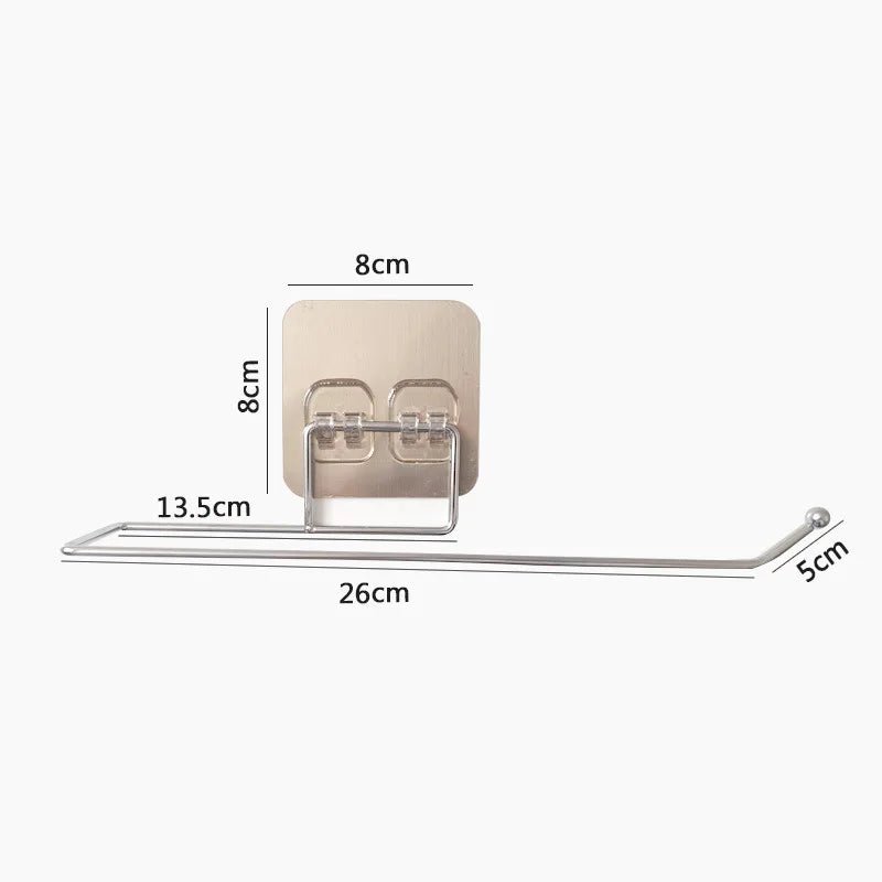 Two stainless steel self-adhesive toilet paper towel holders with wall mount design, ideal for kitchen or bathroom storage.