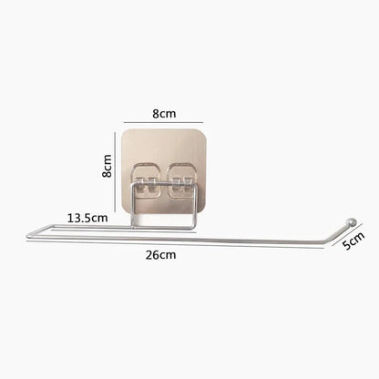 Two stainless steel self-adhesive toilet paper towel holders with wall mount design, ideal for kitchen or bathroom storage.