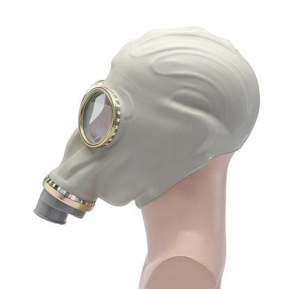 Industrial safety full face gas mask with filters, connecting pipe, and respirator for chemical, paint, and dust protection.