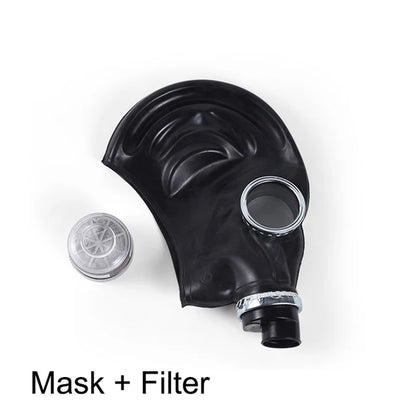 Industrial safety full face gas mask by BackupMyFilesNow with filters, connecting pipe, and chemical dust protection for workplace safety.