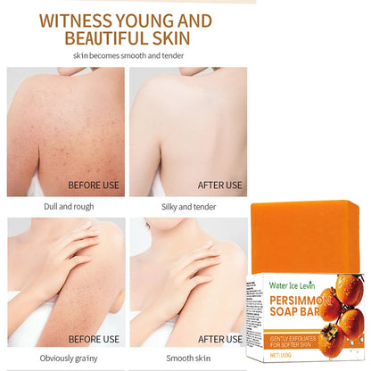Persimmon Collagen Soap Bar by BackupMyFilesNow.com with gentle exfoliation, dense foam, hyaluronic acid, ascorbic acid, and plant-based tocopherol.