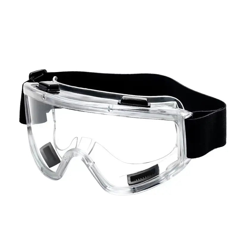 Clear lens safety goggles by BACKUPMYFILESNOW.COM® with anti-splash dust-proof design for industrial lab eye protection.
