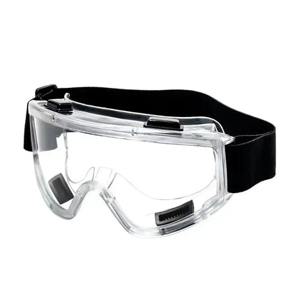 Clear lens safety goggles by BACKUPMYFILESNOW.COM® with anti-splash dust-proof design for lab and industrial eye protection.